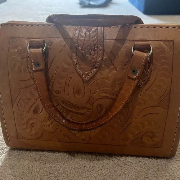 🪸 VINTAGE MR Canoa Industria Argentina Hand Tooled Leather Purse Suitcase Doc… - Picture 9 of 12